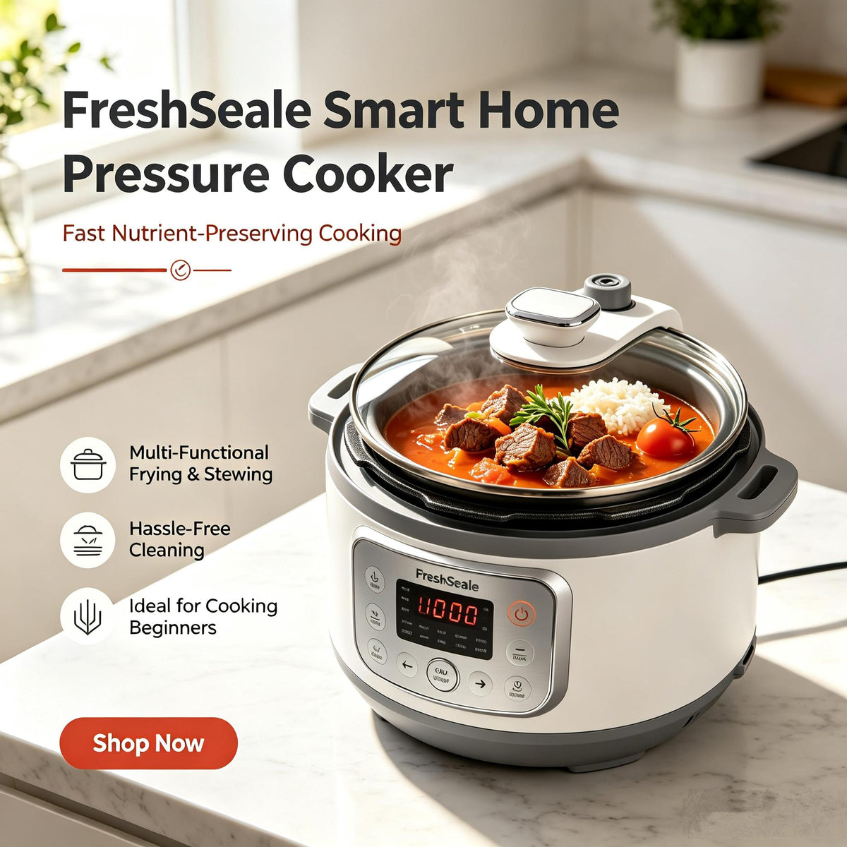 🍲FreshSeale Smart Home Pressure Cooker ✨Fast Nutrient‑Preserving Cooking & Hassle‑Free Cleaning