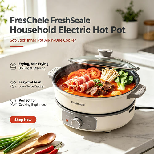 🍲FreshSeale Multi‑Use Household Electric Hot Pot ✨Non‑Stick Inner Pot All‑In‑One Cooker for Frying