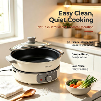 🍲FreshSeale Multi‑Use Household Electric Hot Pot ✨Non‑Stick Inner Pot All‑In‑One Cooker for Frying