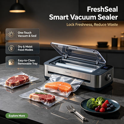 🥩FreshSeale VacuSmart Smart Vacuum Sealer ✨One‑Touch Vacuum & Seal Machine